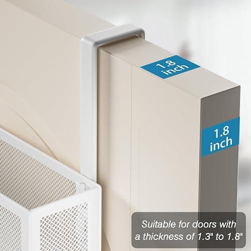 Aimeaihe Over the Door Hooks Organizer,Door Hanger Fits Doors 1 3/4" White | 12 Coat Hooks and 2 Mesh Basket,Space-Saving,Back Storage Organizer,Over The Door Towel Rack,for Bathroom,Bedroom,Kitchen thumbnail 4