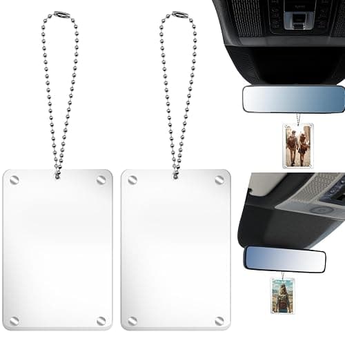 CYUXING 2Pcs Car Hanging Photo Holder Universal Magnetic Car Picture Frame Rear View Mirror Accessories Ornaments Decor Personalized Acrylic Transparent for Dads Gift - Image 1