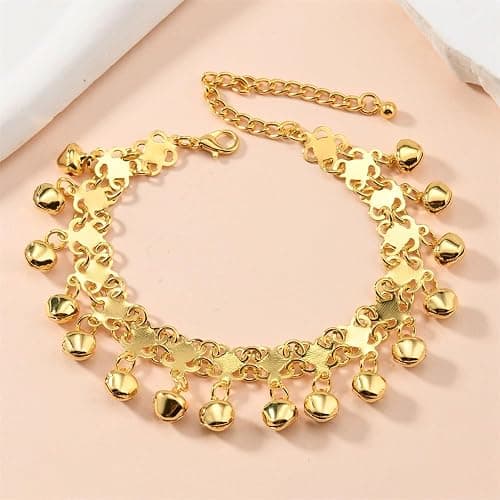 Boho Jingling Bell Anklet for Women Gold-Tone Plated Tassel Bracelet Adjustable Barefoot Chain with Vintage Dangling Sounds Bells Beads Indian Gypsy Beach Fashion Jewelry Summer Fashion Charm thumbnail 4