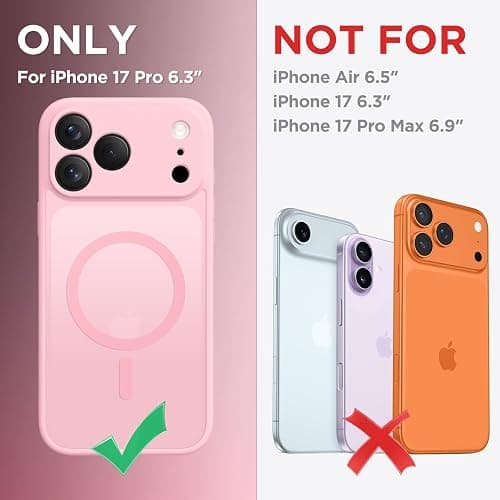 CAPRARO Magnetic for iPhone 17 Pro Case, Upgraded [Full Camera Protection] [Compatible with MagSafe] Protective Translucent Matte Women Girl Phone Case Cover, Peach Pink thumbnail 2
