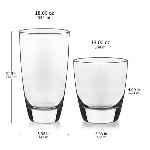 Libbey Classic Rocks and Glass Tumbler Set, Clear, Timeless 16 Piece Glassware Set, Elegant Dishwasher Safe Kitchen Glasses Set for Everyday Use thumbnail 3