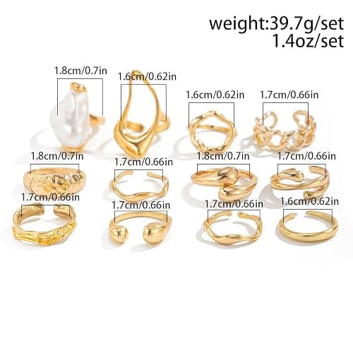 LKingel Chunky Gold Rings for Women Gold Baroque Pearl Rings Open Adjustable Pearl Ring Stacking Knuckles Rings Set Boho Prom Costume Fashion Jewelry for Women 2025 thumbnail 7