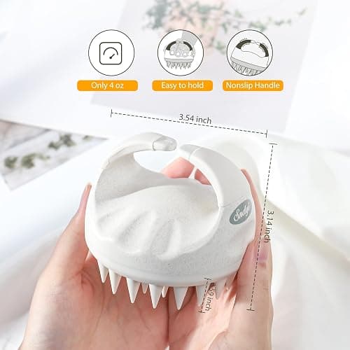 Sndyi Soft Silicone Scalp Massager for Dandruff Removal and Hair Growth - Wet Dry Scalp Exfoliator Brush for Scalp Care - Beige thumbnail 3