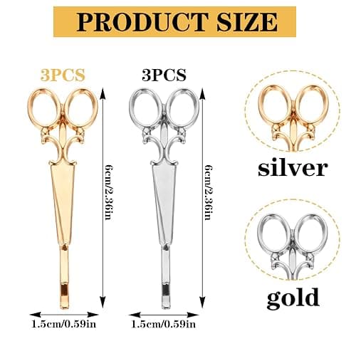 Hair Stylist Gifts 6 Scissor Hair Clips, Barrettes, Pins for Women Girl, Hairdresser, Dresser and Cosmetologists Graduation Gift Hairstylist Scissor Clips Beautician Gifts for Christmas, Birthdays thumbnail 2