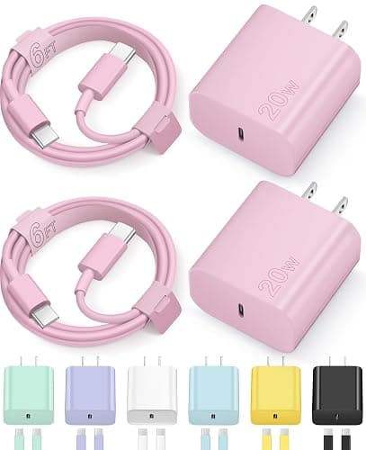 iPhone 17 16 15 Charger Fast Charging Type C Chargers USB C Charger Block iPhone Air Chargers with 2 Pack 6FT Cable for iPhone 17/17 Plus/17 Pro Max/16/16 Plus/16 Pro Max/15 Pro Max/iPad Pro(Pink) - Image 1