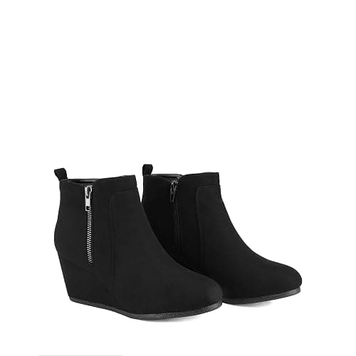 DREAM PAIRS Women's Suede Low Wedges Ankle Boots thumbnail 4