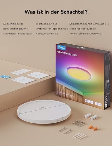 Govee Deckenleuchte RGBIC Smart, 24W Ø30cm Led Deckenleuchte dimmbar, Deckenlampe Led mit 16 Millionen DIY Farben, Kompatibel mit Alexa & Google Assistant, für Schlafzimmer thumbnail 9