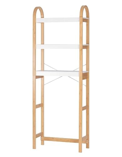 Spirich Over The Toilet Storage Shelf, 3-Tier Over Toilet Bathroom Organizer, Space-Saving Above Toilet Storage Shelf Rack with Bamboo Frame thumbnail 8