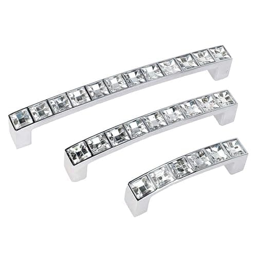 abcGoodefg Modern Decorated Crystal Glass Rhinestone Cabinet Handle Pulls Knobs, 5.3" Length (5" Hole Centers), Clear Silver, Zinc Alloy, 5-Pack thumbnail 6