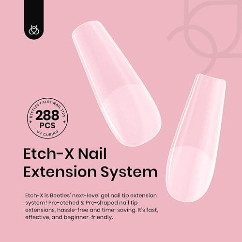 Beetles Gel Nail Tips Long Square 12 Sizes, 288Pcs Pre Shaped Half Matte Press On Nails Gelly Tips False Nails for Gel Nail DIY Art Nail Extensions Acrylic Nails Gift thumbnail 2