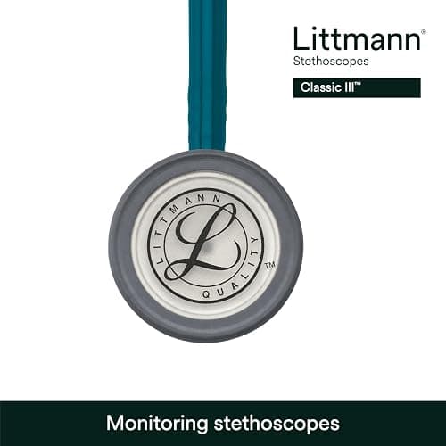 3M Littmann Classic III Monitoring Stethoscope, 5623, More Than 2X as Loud, Weighs Less, Stainless Steel Chestpiece, 27" Caribbean Blue Tube thumbnail 7