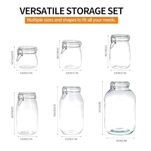 5 Pack 25oz Food Storage Jars with Airtight Lids, Preserving Seal Wire Clip Fastening Glass Containers, Canisters for Kitchen Organization, Flour, Cereal, Pasta, Sugar, Beans, Pickling Jars(25 Oz*5) thumbnail 3
