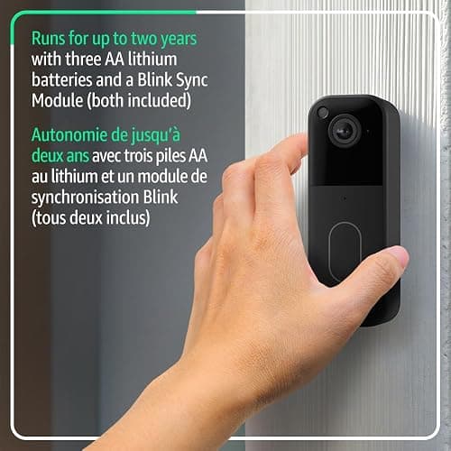 All-new Blink Video Doorbell + Outdoor 4 – Wireless smart security cameras, head-to-toe HD view, two-year battery life. Sync Module Core included – 3 camera system + Video Doorbell thumbnail 2
