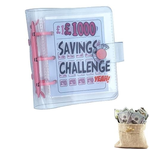 TAIAYERU Money Saving Wallet, £1000 Savings Challenge Binder UK with 25 Cash Envelopes, Funny Cash Saving Binder, Easy Way to Manage Monthly Budget-Pink - Image 1