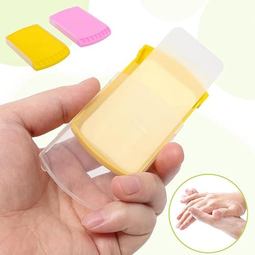 2 Boxs (100 Sheets) Hand Washing Soap Sheets for Outdoor Travel,Portable Camping Hand Soap,Hiking Washing Hand Bath Paper Soap for Travel,BBQ,Party,School,Girls(Yellow&Pink) thumbnail 3