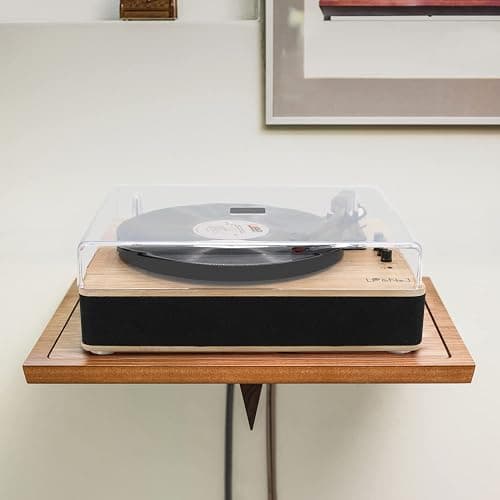 Vinyl Record Player 3-Speed Belt-Drive Turntable with Stereo Speakers and USB Play&Recording (Light Wood) thumbnail 9