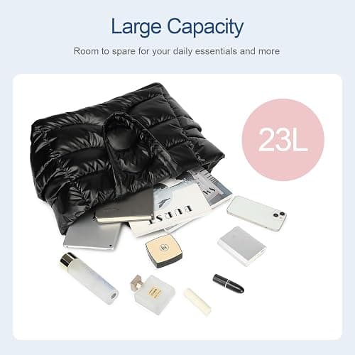 Y.U.M.C. Quilted Puffer Tote Bag for Women- Stylish Multi-Way Carrying Shoulder Bag with Laptop Compartment thumbnail 2