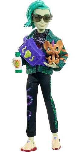 Monster High Deuce Gorgon Doll in Signature Look with Denim Snake Jacket & Accessories, Pet Mouse Perseus thumbnail 2
