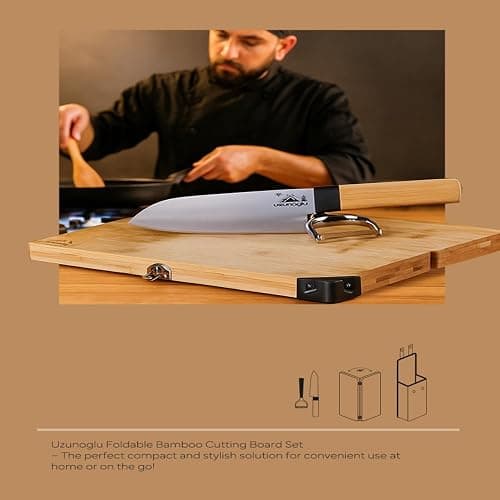 Foldable Bamboo Cutting Board Set - with Knife, Peeler, Bag & Built-in Sharpener – Portable Compact Chopping Board for Camping, Picnic, Travel & Kitchen – Non-Slip, Eco-Friendly, Multi-Purpose Design thumbnail 9