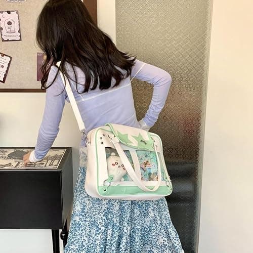 Women Display Shoulder Bag Large Capacity Ita Handbag PU Leather Kawaii Star Itabag Travel Shopping Commute Bag thumbnail 3