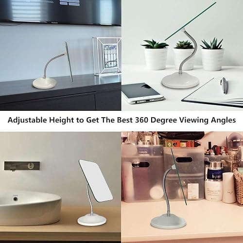 YEAKE Adjustable Flexible Gooseneck Makeup Mirror,360°Rotation Folding Portable Desk Vanity Mirror with Stand Shower Shaving Cosmetic Mirror Square thumbnail 4