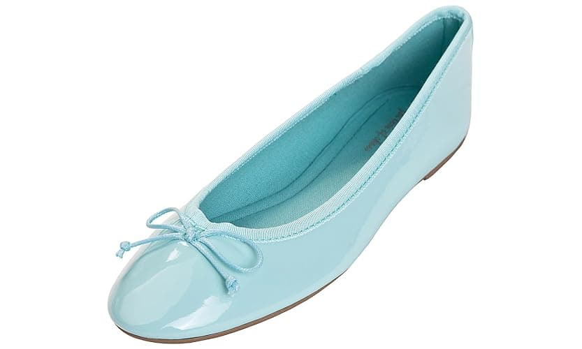 FEVERSOLE Women's Macaroon Colorful Memory Foam Cushion Insock Patent Ballet Flat - Image 1