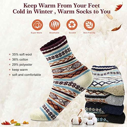 MORECOO Stocking Stuffers - Christmas Gifts for Women - Socks for Women - Thick Wool Soft Warm Cozy Crew Womens Socks thumbnail 3