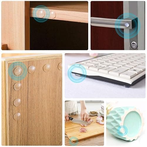 200PCS Cabinet Bumpers Clear Rubber Bumpers Self Adhesive, Soft Close Cabinet Door Bumper Dots, Sound Dampening Cupboard Door Bumpers Pads for Kitchen Drawers, Picture Frames, Furniture thumbnail 7