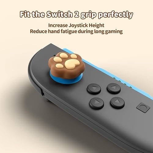 GeekShare Cat Paw Joystick Caps Compatible with Switch 2, Anti-Slip Silicone Thumb Grip Caps for Switch 2025, Milk Tea Brown, 4pcs thumbnail 3