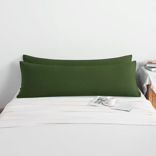 NTBAY Body Pillow Cases Set of 2, 2 Pack Brushed Microfiber 20x54 Pillow Cases, Soft, Wrinkle, Fade, Stain Resistant Olive Green Pillow Cases with Envelope Closure, 20x54 Inches, Olive Green thumbnail 2