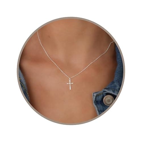 Annika Bella Cross Necklace for Women, 16-18 Inches Silver/Gold Chain, Women's Small Simple Cross Necklaces Religious Charm Jewelry, Faith Gift for Her - Image 1