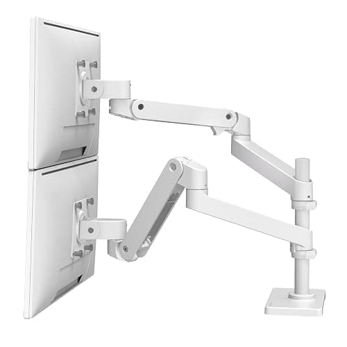 Ergotron – Upgraded LX Pro Premium Vertical Stacking Dual Monitor Arm, VESA Desk Mount – for 2 Monitors Up to 24 Inches, 4 to 22 lbs Each – White thumbnail 2