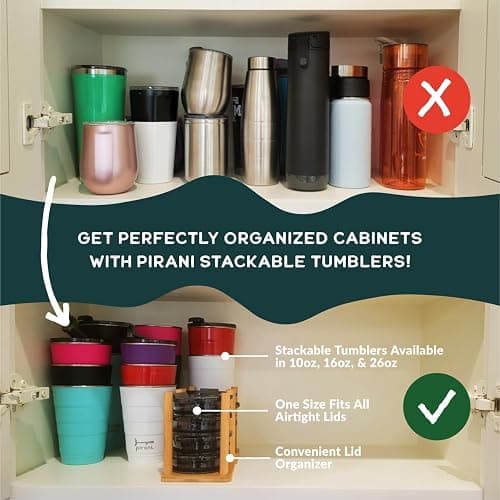 Pirani 26oz Insulated Stackable Tumbler - Skinny-Wall Triple Vacuum Insulation Cup with Version 2.0 Air-Tight, Screw-On Lid Lid - Space Saving Design - Great White thumbnail 5