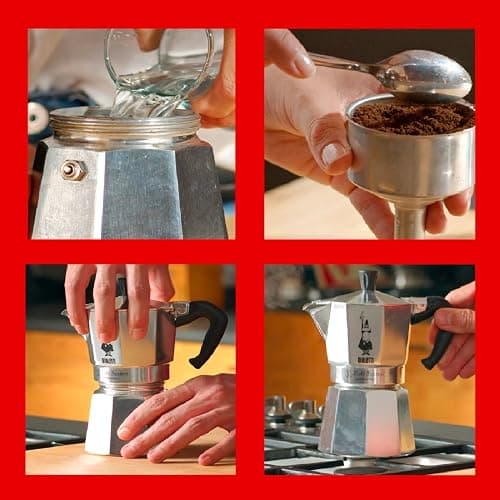 BIALETTI Moka Express 6-Cup Aluminum Stovetop Espresso Maker, Silver thumbnail 6