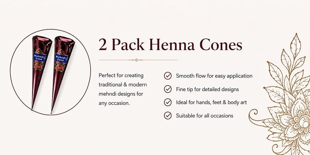 Krishmi Kaveeri Natural Henna Cone (Pack of 2) | Natural Ready to Use Henna Paste thumbnail 7