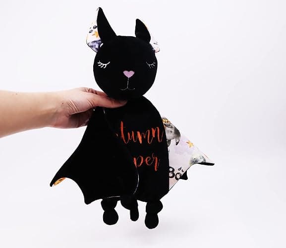 Halloween Baby Shower Stuff Bat Plush Security Blanket Baby First Halloween Gift Basket Stuffer (Personalized) thumbnail 3