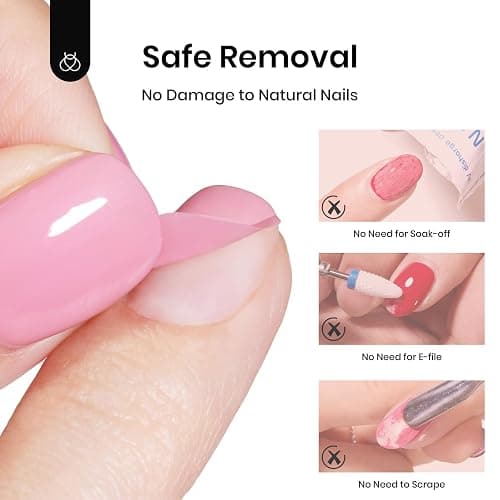 Beetles Peel Off Base Coat and Top Coat Gel Nail Polish Set, 2Pcs 15ml Peelable Base Gel and Top Coat Easy Removal, UV LED Lamp Peel off Nail Polish without Damage for Beginners Weak Thin Nails thumbnail 2