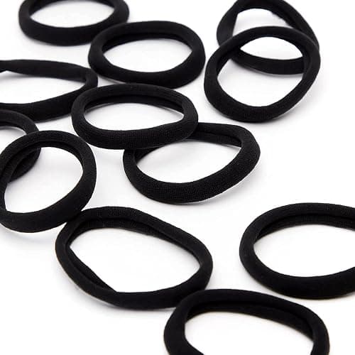 Kitsch Nylon Hair Ties No Damage - Stretchable Elastics for Strong All-Day Hold, Ponytail Holders | Hair Accessories for Women & Girls | Ideal Gifts for Women - Black, 12 Pcs thumbnail 8