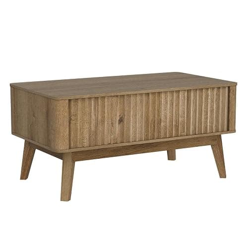 mopio Brooklyn Coffee Table, Lift Top Coffee Tables for Living Room, Mid Century, Modern Farmhouse Center Table with Lifting Top & Hidden Storage, Fluted Panel, Rising Pull Up (Oak Fluted) thumbnail 4