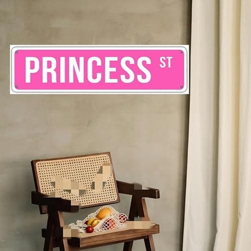 Princess Street Sign Pink Princess Room Decor Pink Princess St Tin Sign Y2k Wall Decor For Girl Bedroom Vintage Girly Wall Art Poster Metal Sign Girls Cave 4x16 Inch thumbnail 6