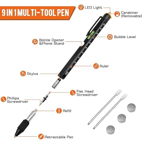 Easter Gifts for Men, Mens Easter Basket Stuffers, Fathers Day Dad Gifts from Daughter Son Wife, 9 in 1 Multitool Pen, Cool Tools Gadgets Birthday Stocking Stuffers for Husband Him Adult Dad thumbnail 4