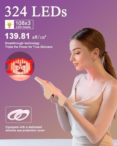 BETNEP Red Light Therapy for Face, LED Face Mask Light Therapy,Near-Infrared 850 Red Light Therapy Mask(NIR),Portable,Rechargeable and Remote thumbnail 3
