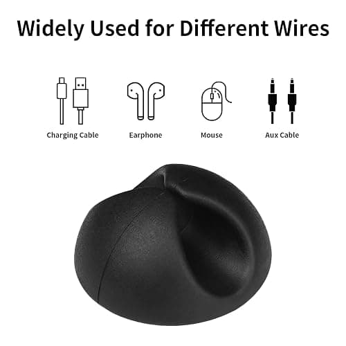 Flezoo Cord Holder Cable Clips, 12PCS Black Adhesive Cord Organizer Charger Holder Wire Management Keeper for Nightstand, Desk, Office or Mouse - Black thumbnail 3