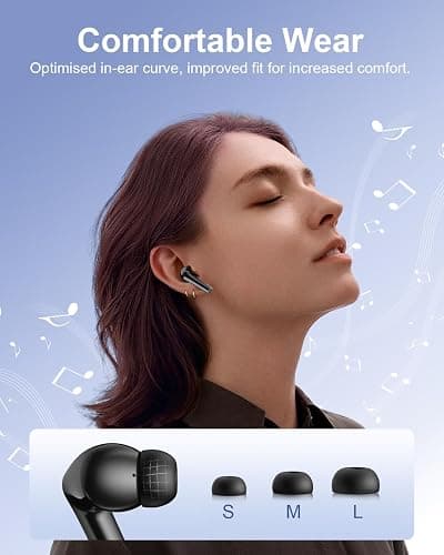 HUIFU Wireless Earbuds, Bluetooth Ear Buds Headphones, 40H Long Playtime, Stereo Deep Bass, LED Power Display, IPX7, Lightweight in Ear Earphone with Mic for iPhone Android Phone thumbnail 6