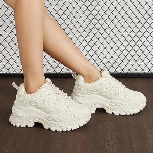 Niluber Chunky Sneakers for Women Platform Sneakers for Women Comfortable Casual Tennis Shoes Lace Up Fashion Walking Shoes thumbnail 3