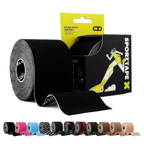 SPORTTAPE Kinesiology Tape, 5cm x 5m, Black - Waterproof, Hypoallergenic | Water Resistant, Hypoallergenic Physio Tape for Muscle Injury Recovery, Sports Strapping, Knee Pain, Joint Support & Blisters - Image 1