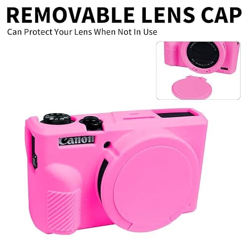 G7X Mark III Case, Soft Silicone Protective Case Cover for Canon Powershot G7X Mark III Digital Camera, Durable Camera Body Skin Protector with Removable Lens Cover - Rosy Pink thumbnail 4