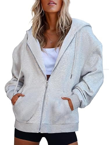 COPYLEAF Oversized Zip Up Hoodies for Women Long Sleeve Sweatshirts Y2K Casual Track Jackets with Pockets - Image 1