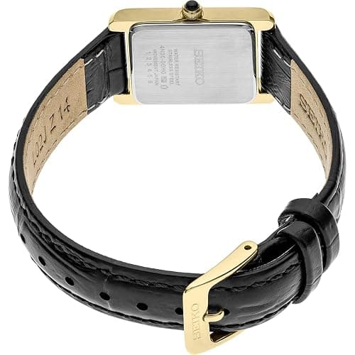 SEIKO Essentials Watch for Women - Essentials - Water Resistant with Stainless Steel Rectangular Case and Leather Strap thumbnail 3