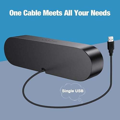 YYV USB Computer Speakers, Portable PC Speaker for Desktop, Laptop, Notebook, Wired Mini Soundbar Speakers with Loud Volume, Volume Control and Mute Button, Plug and Play thumbnail 7